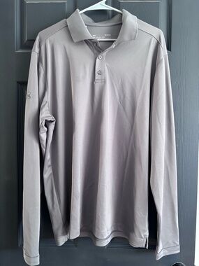 Under Armour Men's Long-Sleeve Polo — Light Gray